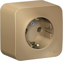 Розетка с заземлением накладная Systeme Electric Blanca 1-м. титан картинка